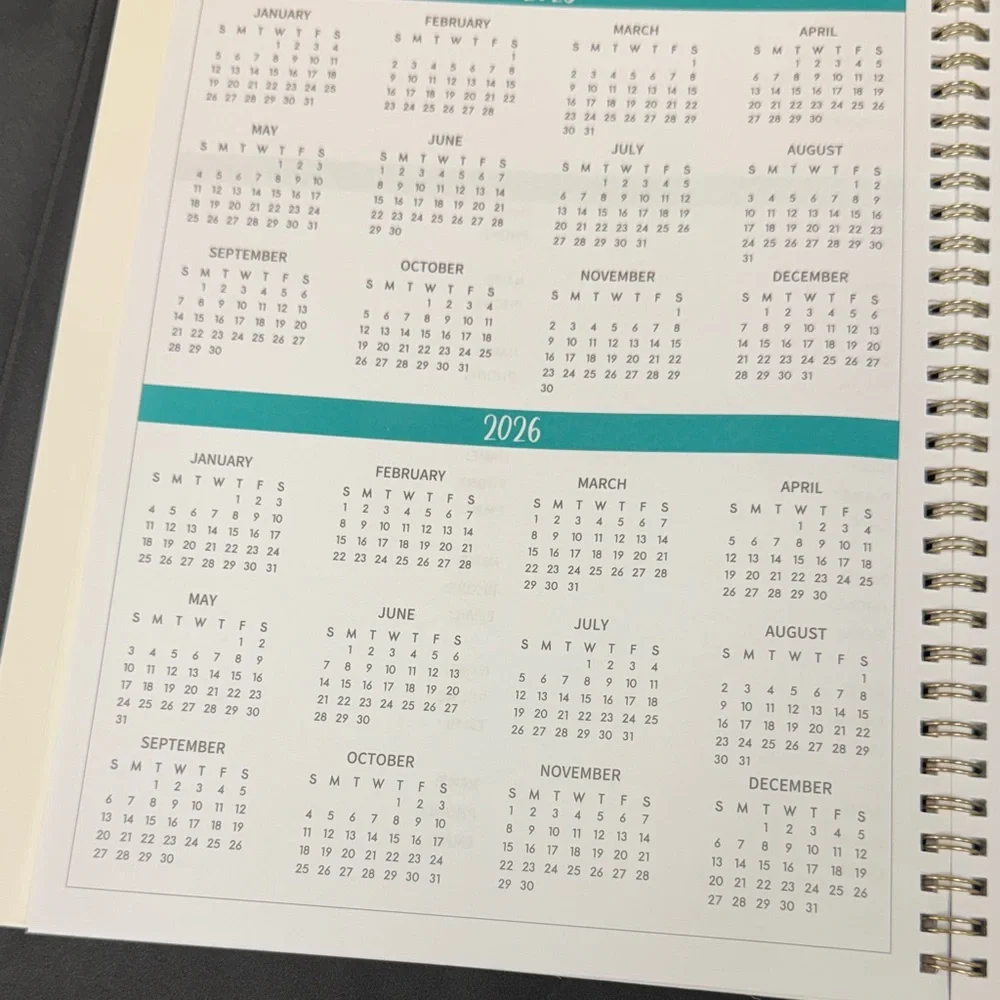 Indeme Floral Teacher Planner 2025-2026 Academic year weekly monthly twin wire